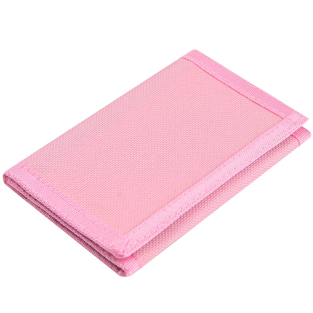 Kids Wallet for Boys Girls Teens Trifold, Canvas Toddler Wallet for Boys, Cute Zipper Wallets Youth with Coin Pocket and Card Holders, Novelty Wallets for Childrens Birthday Gifts (Pink)