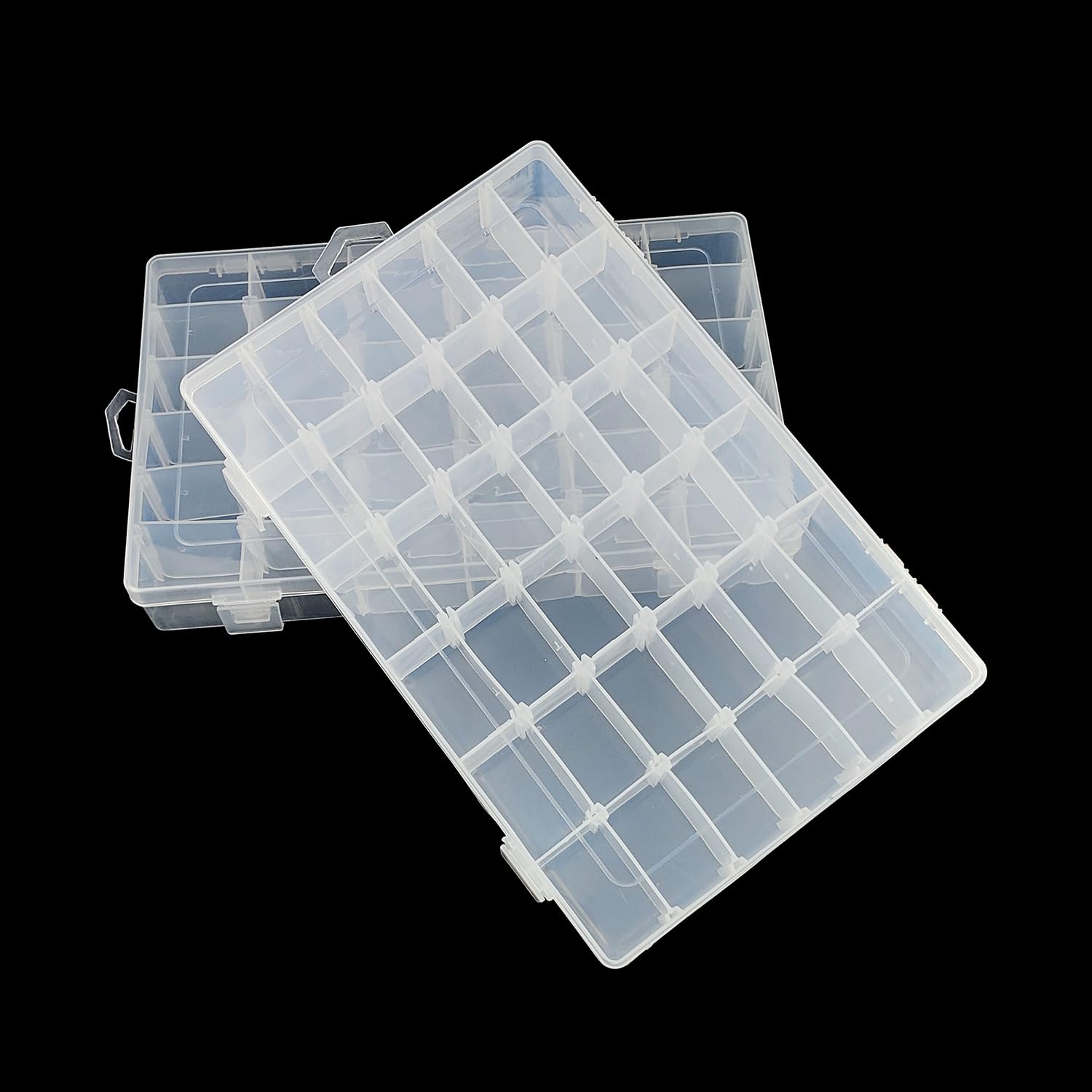 Photo 1 of Yimaa 2 Pack 36 Grids Plastic Tackle Box Bead Organizer Box Clear Craft Organizer Box Fishing Box Jewelry Sewing Storage Box with Dividers