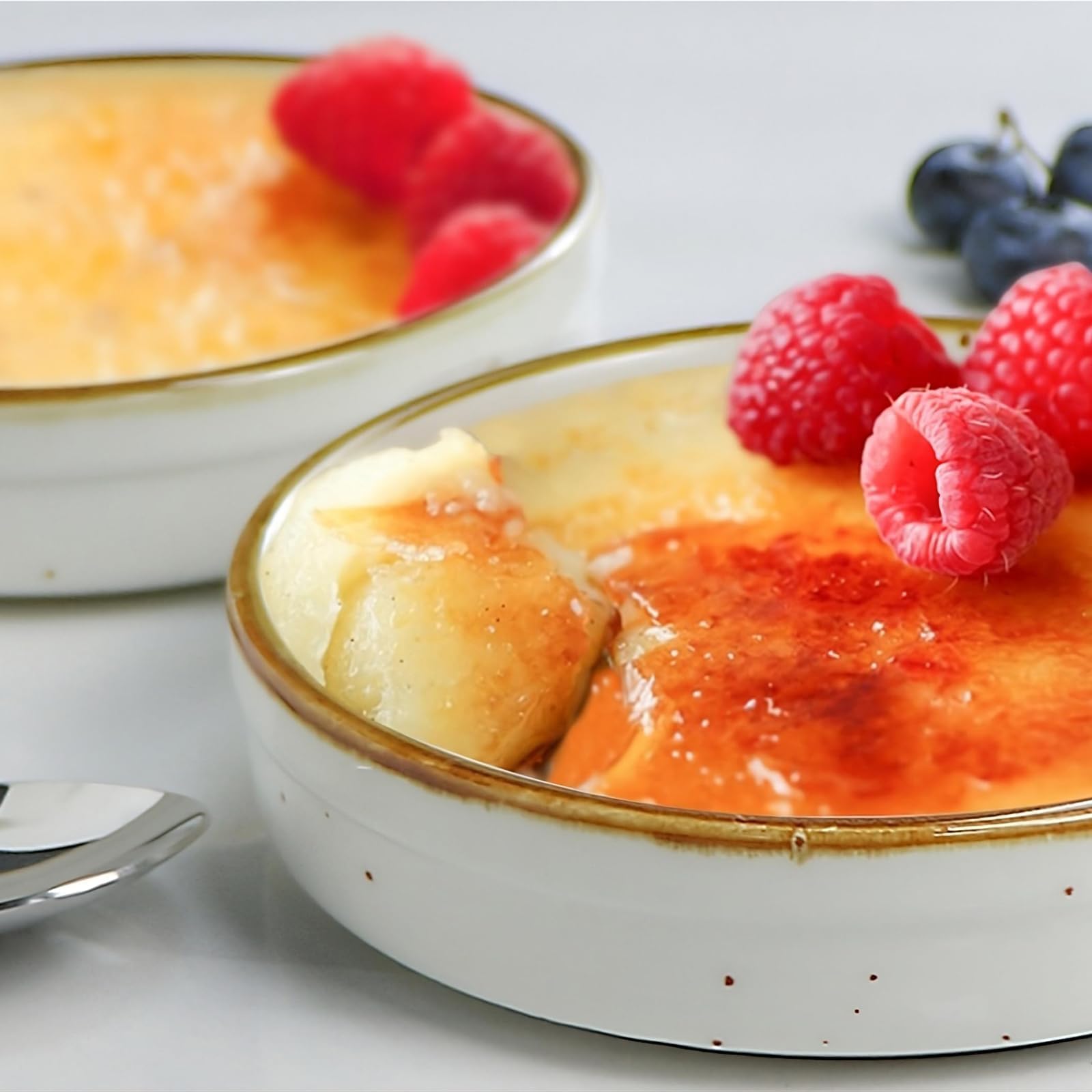ONEMORE Set di 6 Stampo per dolci rotondi in porcellana, 11,4 cm, 118 ml, Mini Teglia da forno Rotonda, Rameins per Creme Brulee, Muffins Quiches, Torte