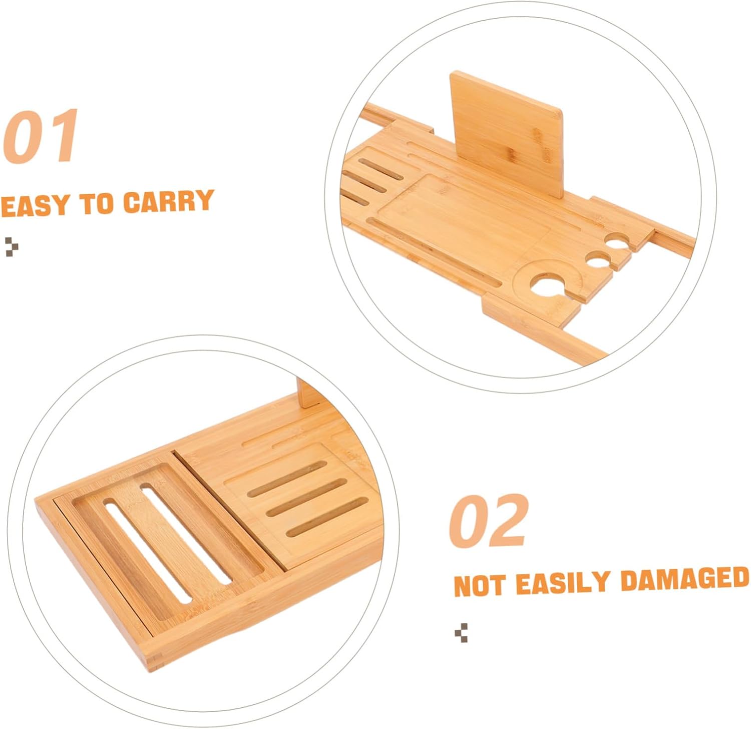 LIFKOME Bathtub Tray Expandable Bath Tub Table Bamboo Storage Rack for Bathroom Accessories