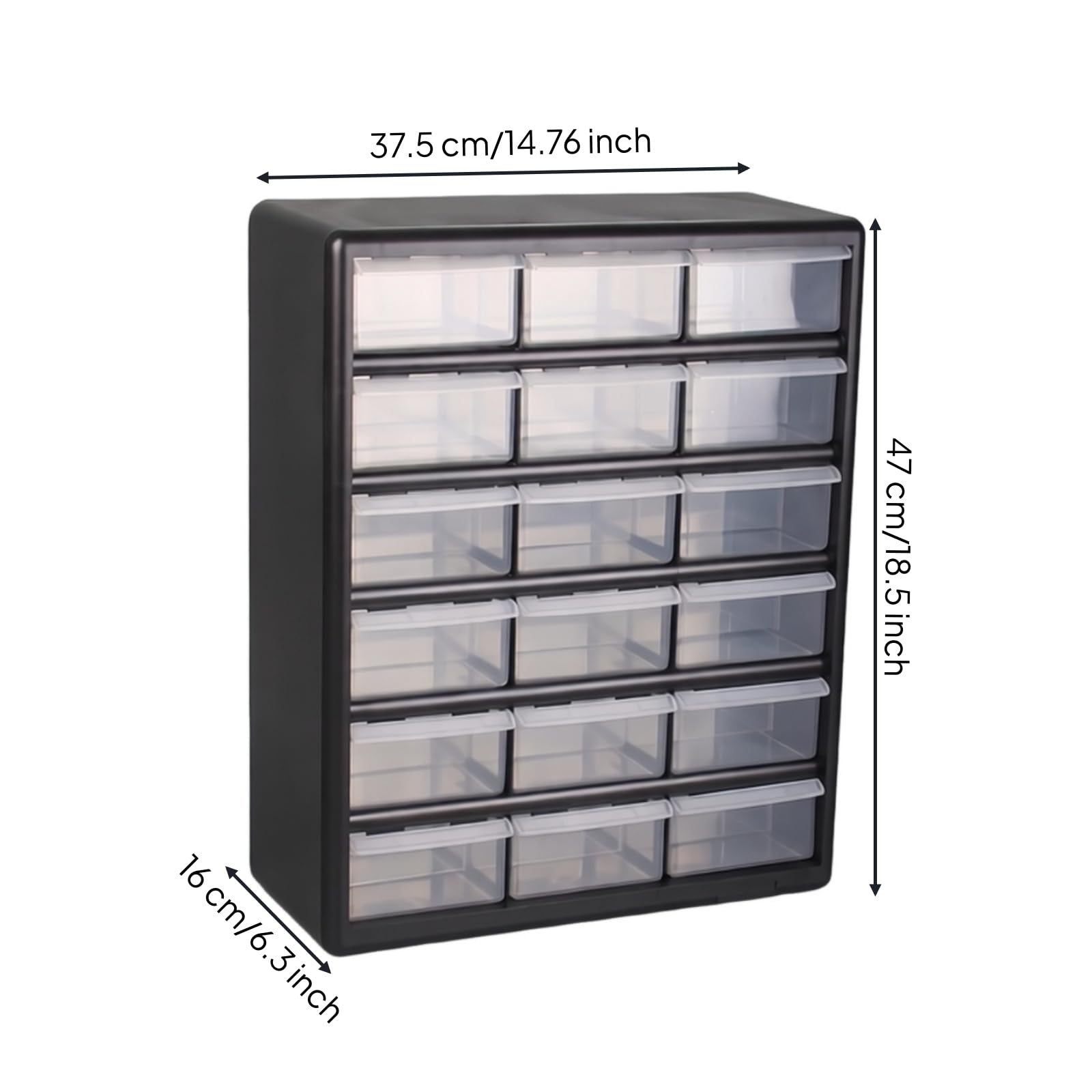 Organizzatore a Cassetti Cassetti Trasparenti Rettangolare Arredo Ufficio Mobili Contenitori Compatta, Nero