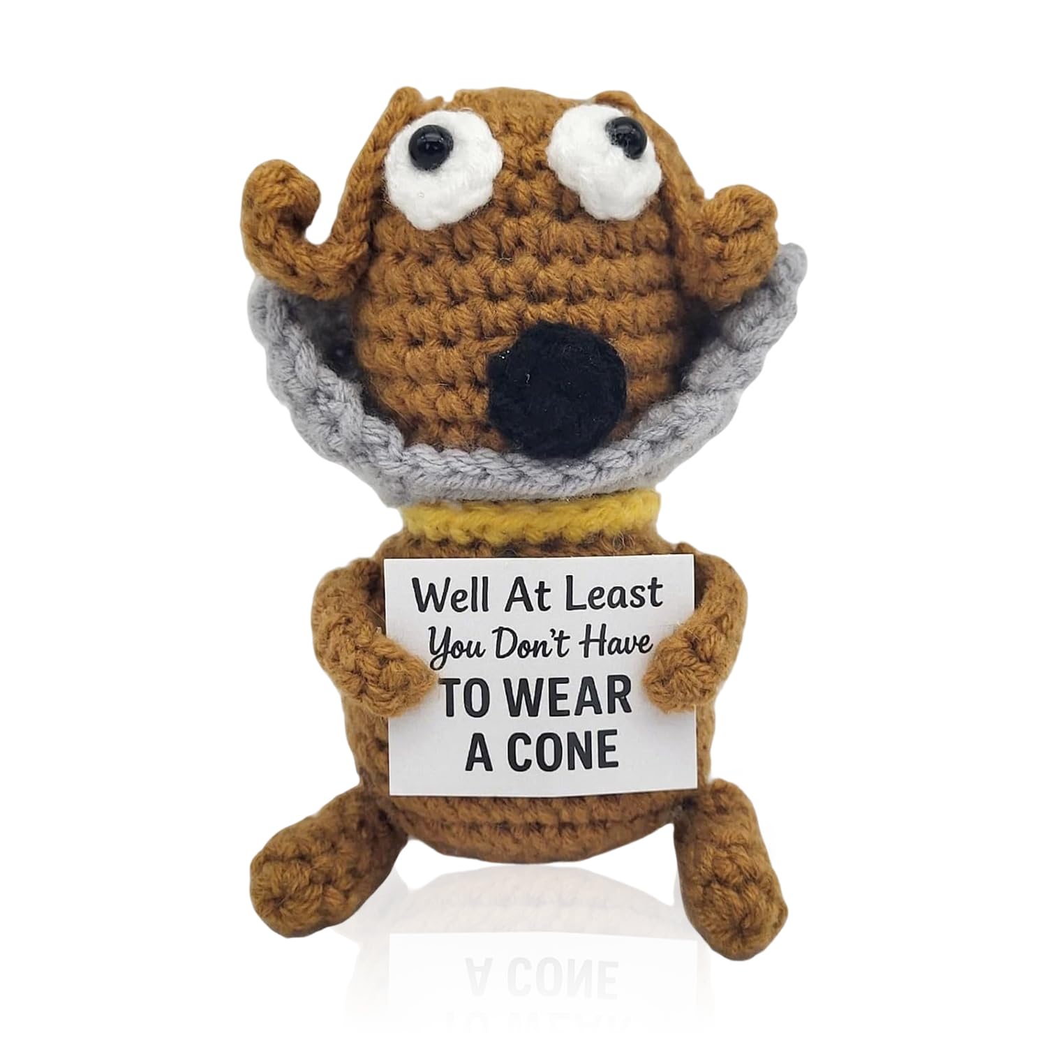 Funny Crochet Dog Get Well Gift, Positive Crochet Dog, Well At Least You Don’t Have to Wear a Cone, Get Well Soon Gifts for Women, Handmade Emotional Support Crochet Animal, Post Surgery Gifts