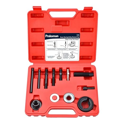 Prokomon Power Steering Pulley Puller Installer Kit for Water Pump; Vacuum Pump Pulleys Installation Remover on Most Engines