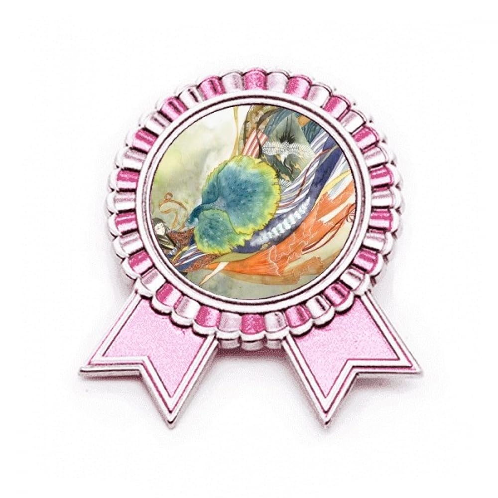 Broche paon rose et métal taille M motif illustrateur chinois antique pour femme - 4