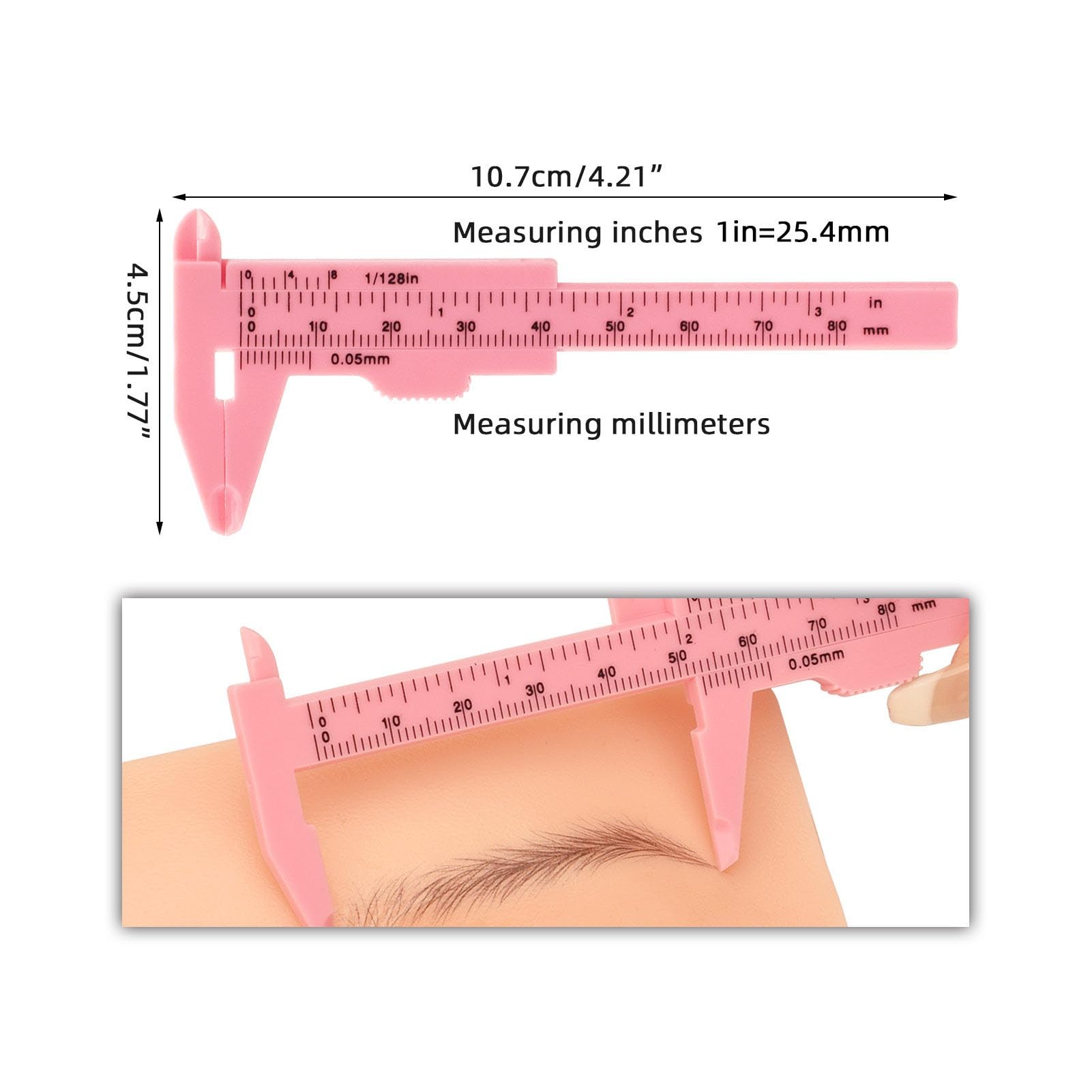 Jauarta 10pcs 80mm Eyebrow Measuring Ruler Eyebrow Tattoo Double Scale Vernier Caliper Sliding Gauge Ruler
