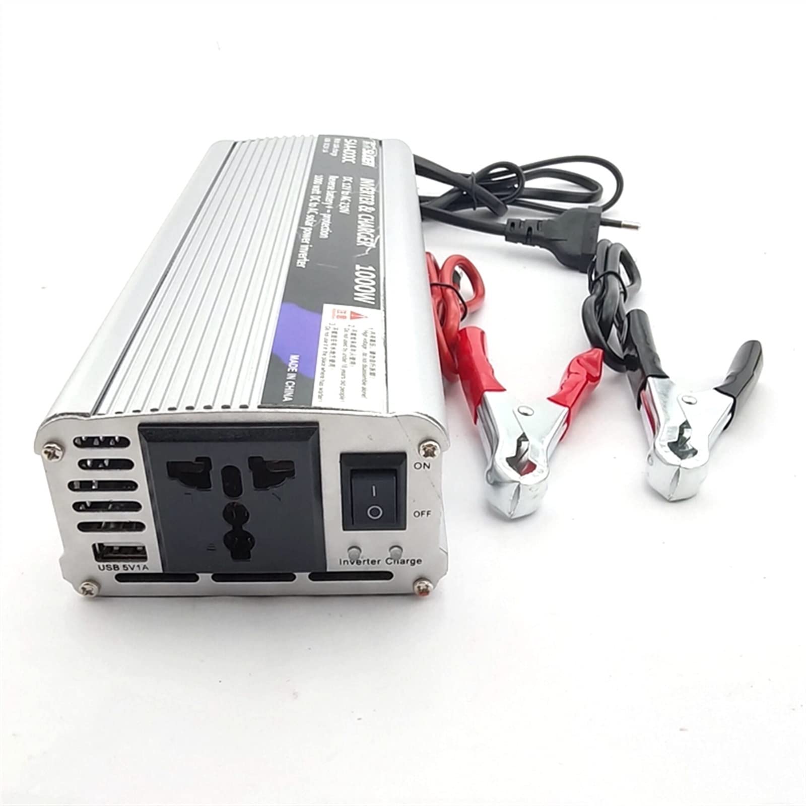 Inversor híbrido de 12v, inversor de energía Solar, cargador, transformador de voltaje, USB 500W, 1000W, 2000W, Adaptador convertidor for el hogar(12V 2000W)
