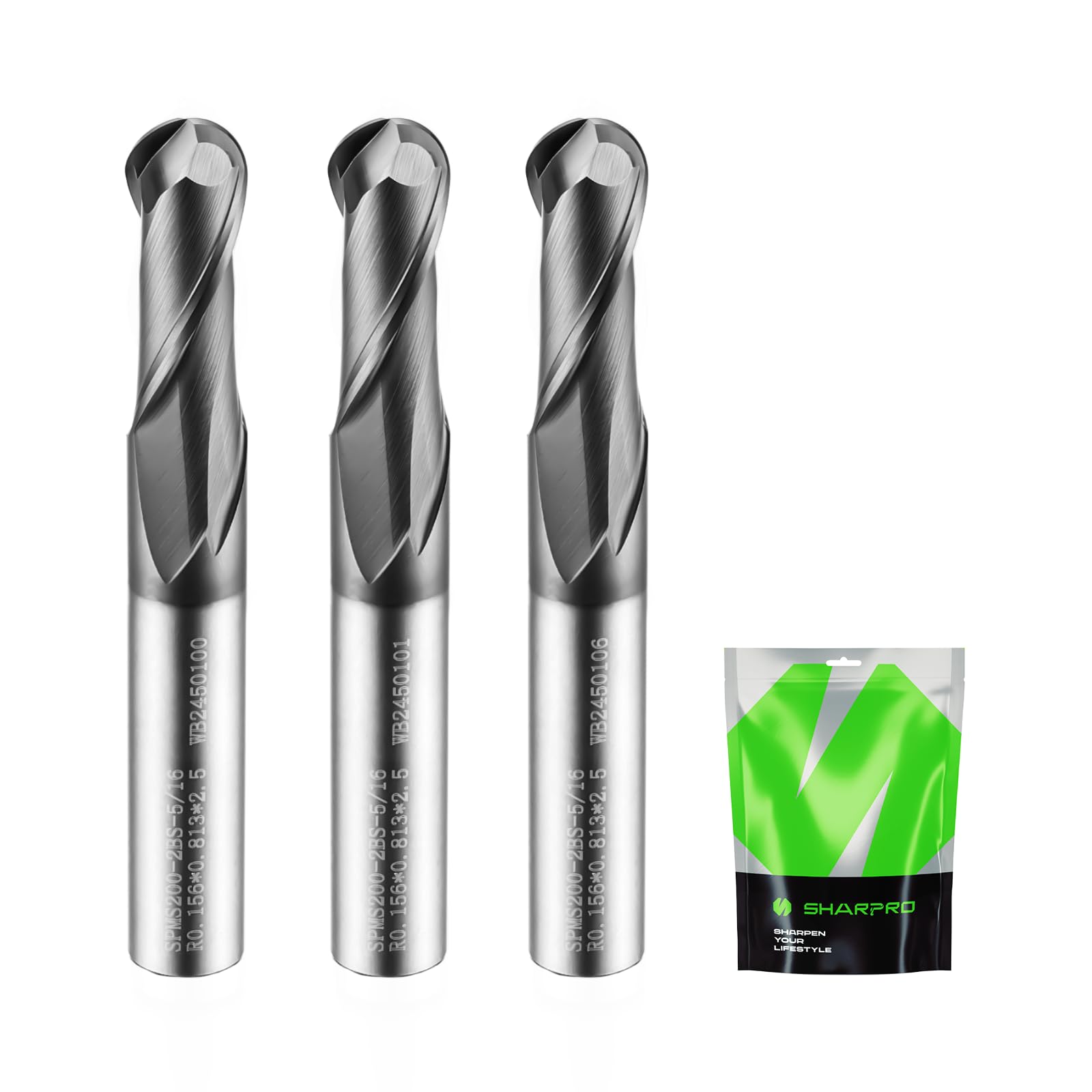 SHARPRO Carbide Ball Nose End Mill - Precision Cutting -10 SHARPRO Carbide Ball Nose End Mill - Precision Cutting -10