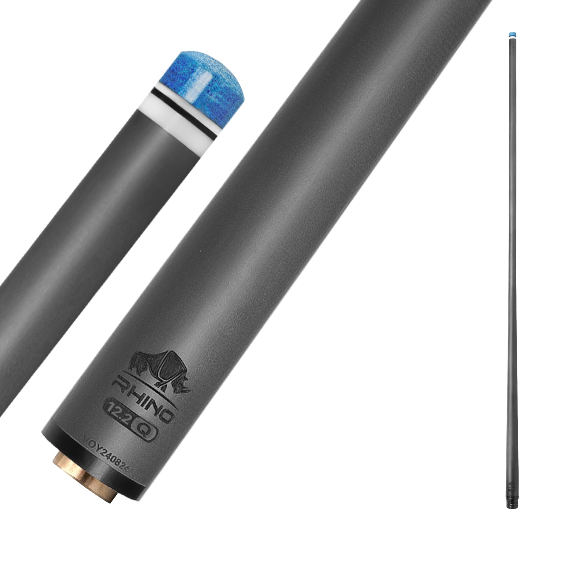 RHINO - 30" / Q-loc Joint Carbon Pool Cue Single Shaft, Tip 11.8mm,12.2mm,12.4mm,12.5mm,12.6mm,12.7mm,12.8mm,12.9mm,10.5mm Low Deflection Technology, Ultra-Smooth, Easy to Control, pro Taper