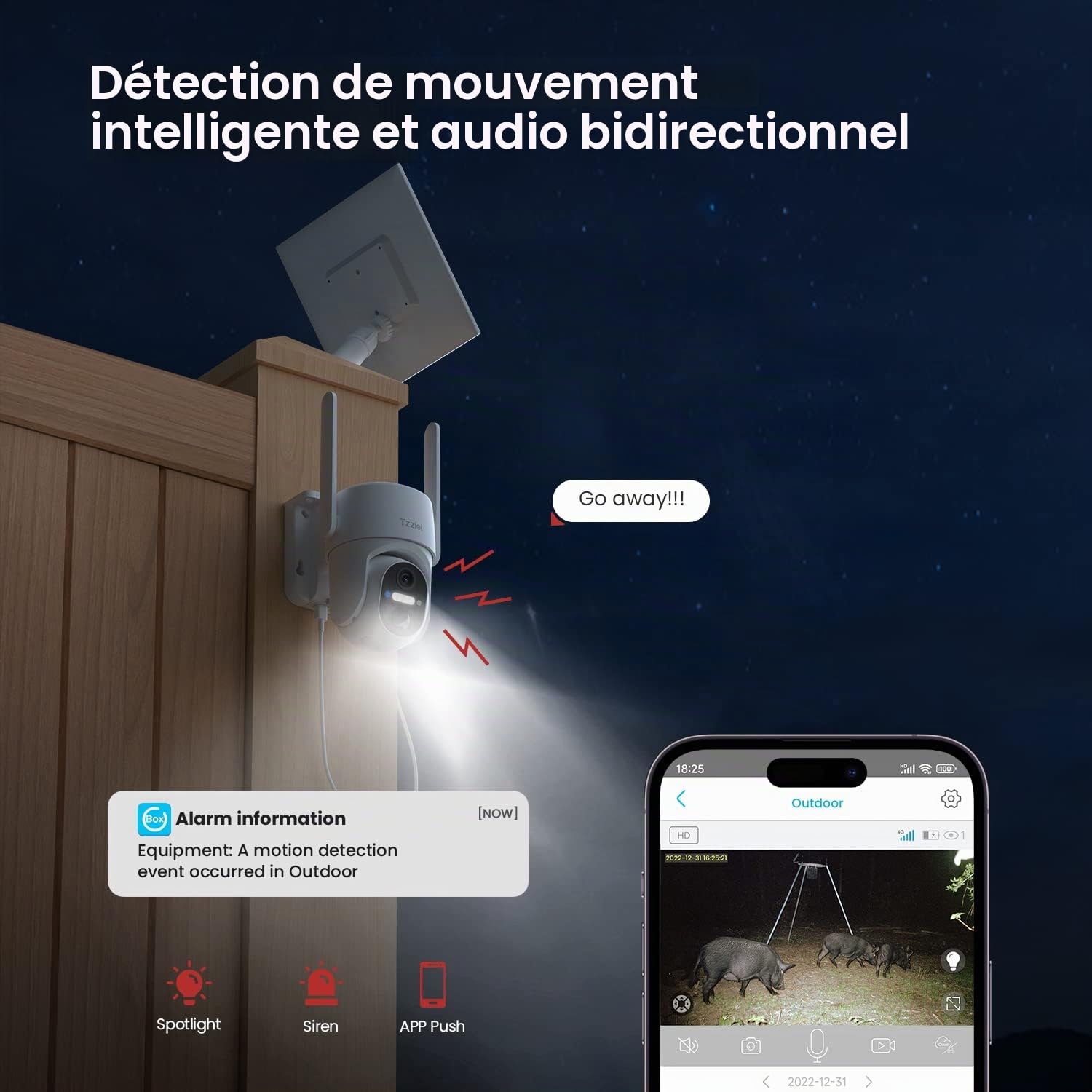 Camera 4G LTE de Surveillance avec Carte Sim et SD,Caméra Exterieur Solair sans WiFi,PIR Détection Humaine,2K Vision Nocturne,Audio Bidirectionnel,Étanche