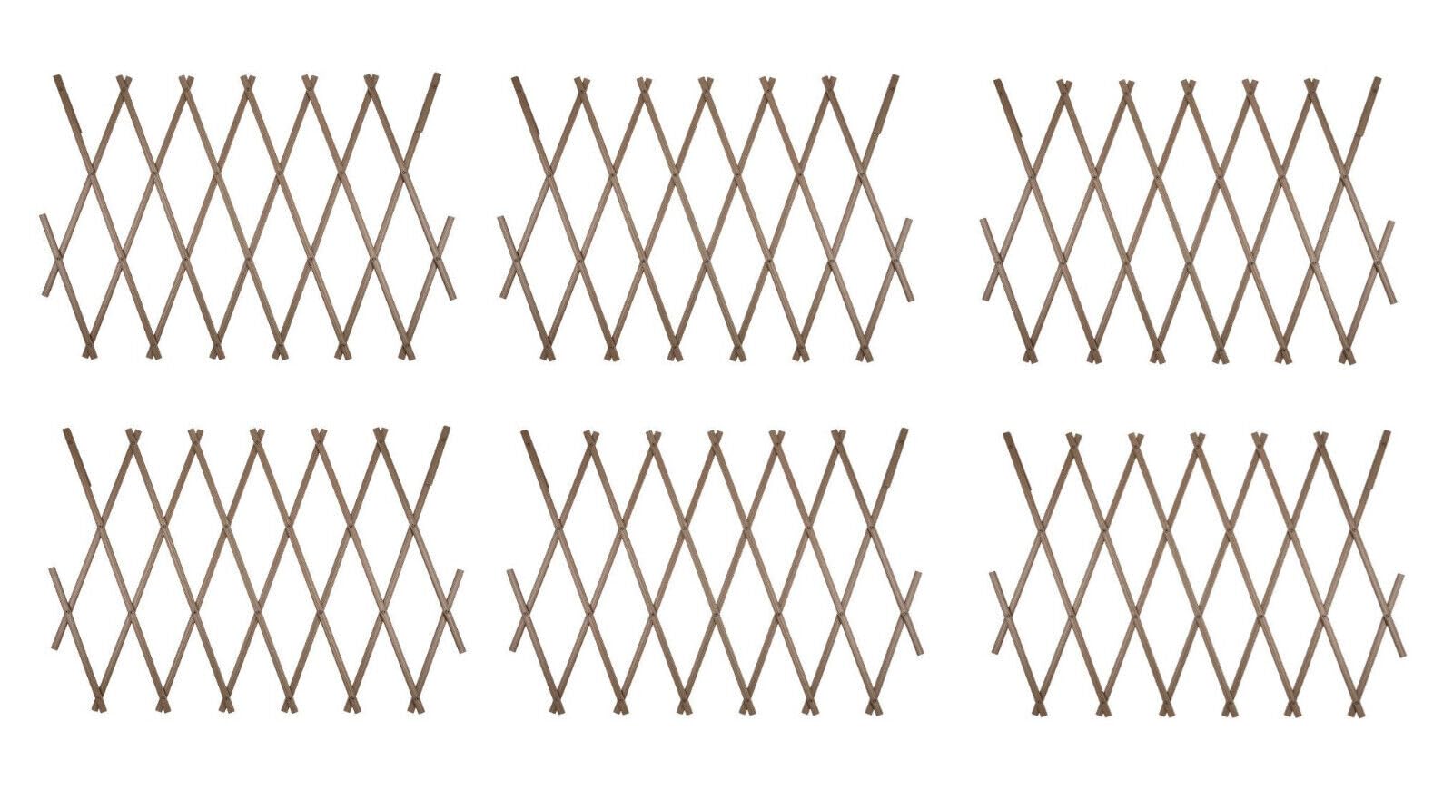 Invero Brown Garden Trellis Pvc Plastic Expanding Plants Wall Fence Panel 6Ft X 40Cm - 6 Pack