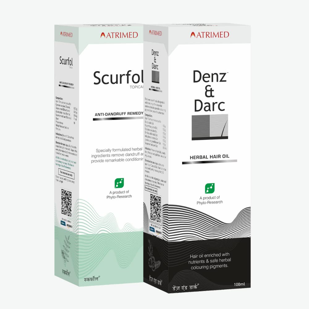 Atrimed Denz & Darc Hair Oil and Scurfol Anti-Dandruff Shampoo | Pack of 2-image-24