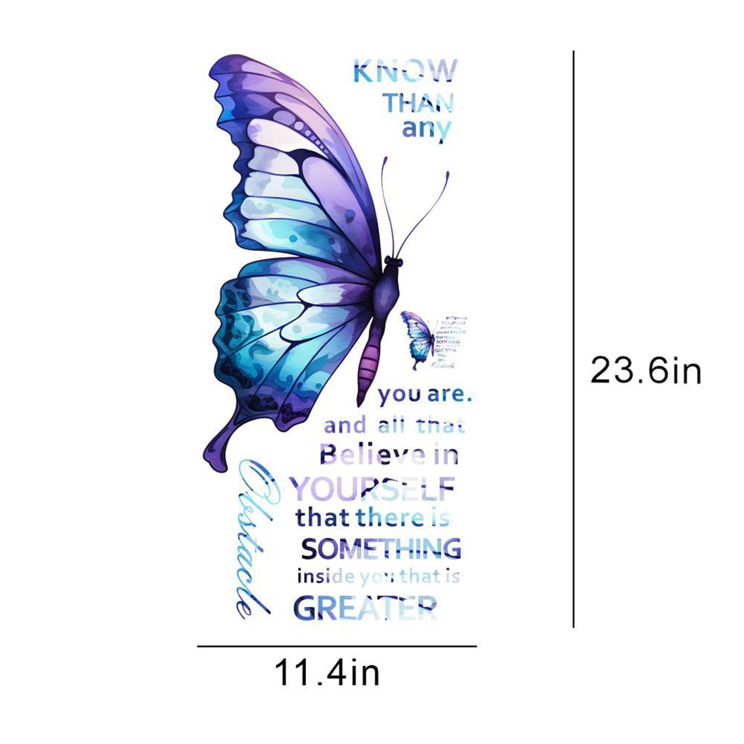 4pcs Vinyl Wall Decals - Flowers Butterfly Inspirational Quotes Stickers, Self-Adhesive Peel & Stick Decor - View #11