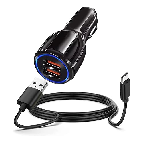 Cargador rápido de coche y cable de carga USB tipo C de 5 pies para TCL Flip Pro 10L 20 SE 30, Cricket Influence Icon 2/3, Cricket Ovation 2 Debut