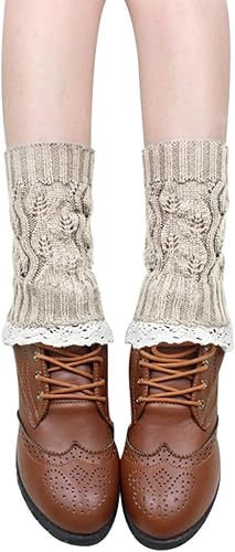 Miniatura 2 de Calcetines de botas para mujer, calentadores cortos de invierno para piernas, con encaje de ganchillo, puños de botas de punto para mujer, botas