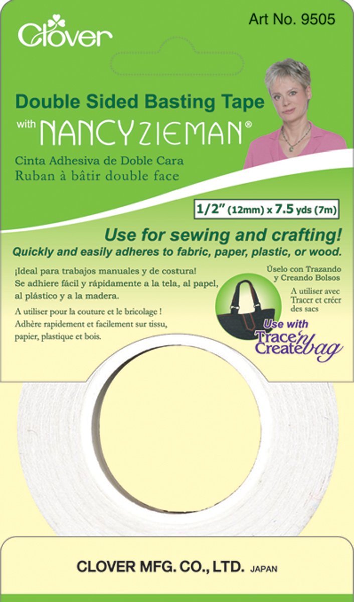 Clover Double Sided Basting Tape With Nancy Zieman, 1/2-inch By 7.5 Yd.