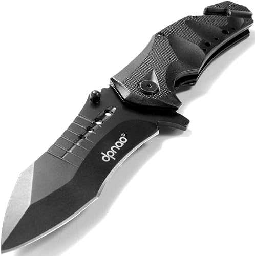dpnao DP-10 - Cuchillo plegable portátil de bolsillo para escape de emergencia y supervivencia de cristal clip reversible bueno para acampar