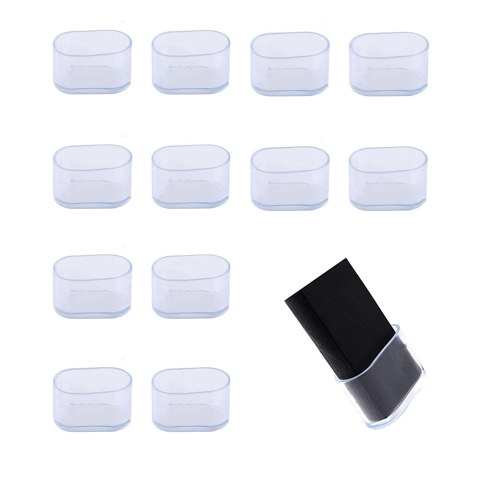 Tappi Per Gambe Sedia 12 Pezzi - Gomma Trasparente, Antiscivolo E Antirumore, 20x40mm - Foto 6