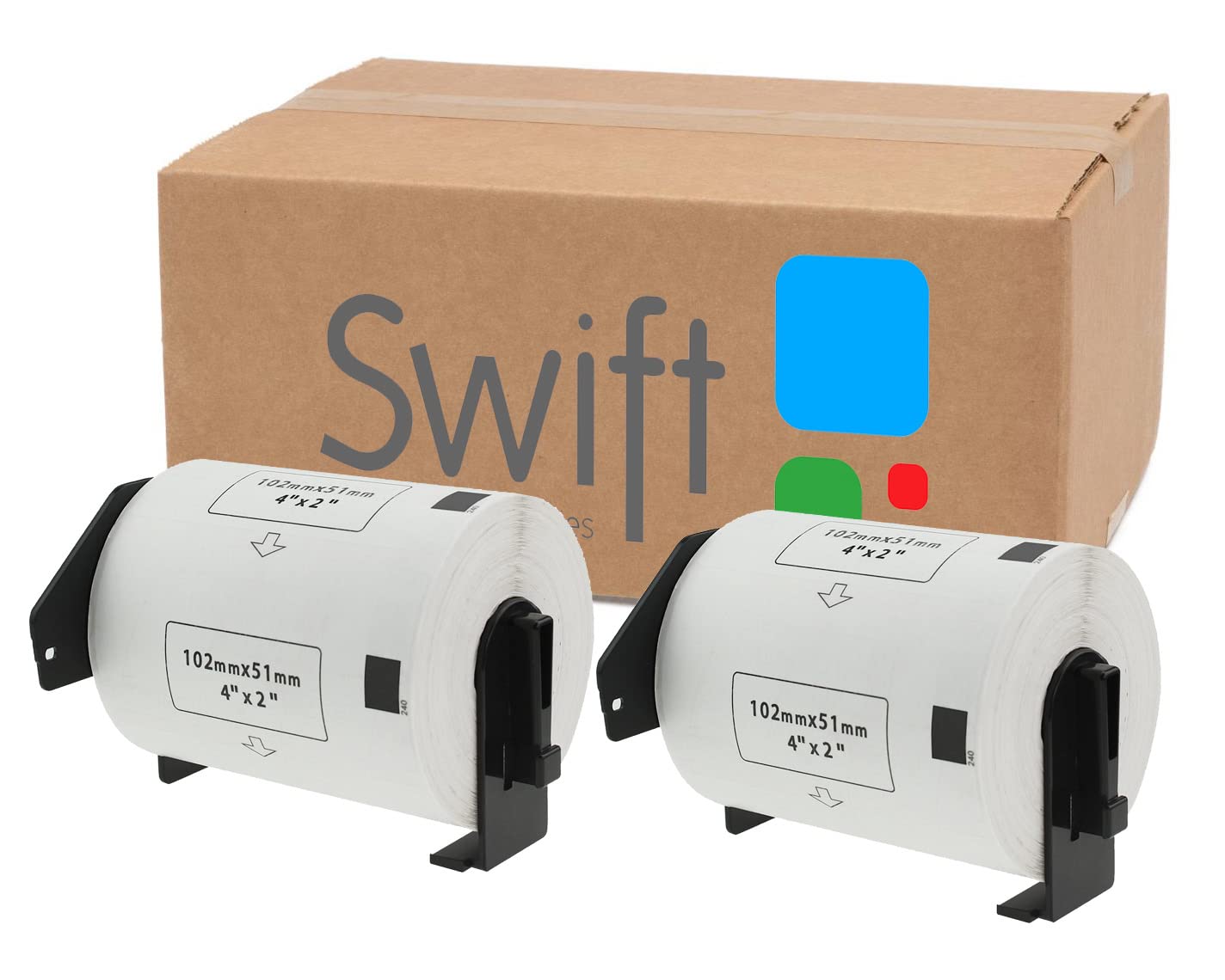 Swift 50 x Compatible DK-11240 102mm x 51mm White Thermal Barcode Labels Compatible with Brother QL-1100 QL-1060N QL-570 QL-580 QL-700 QL-710W QL-800 QL-810W QL-820NWB Printers — image 1