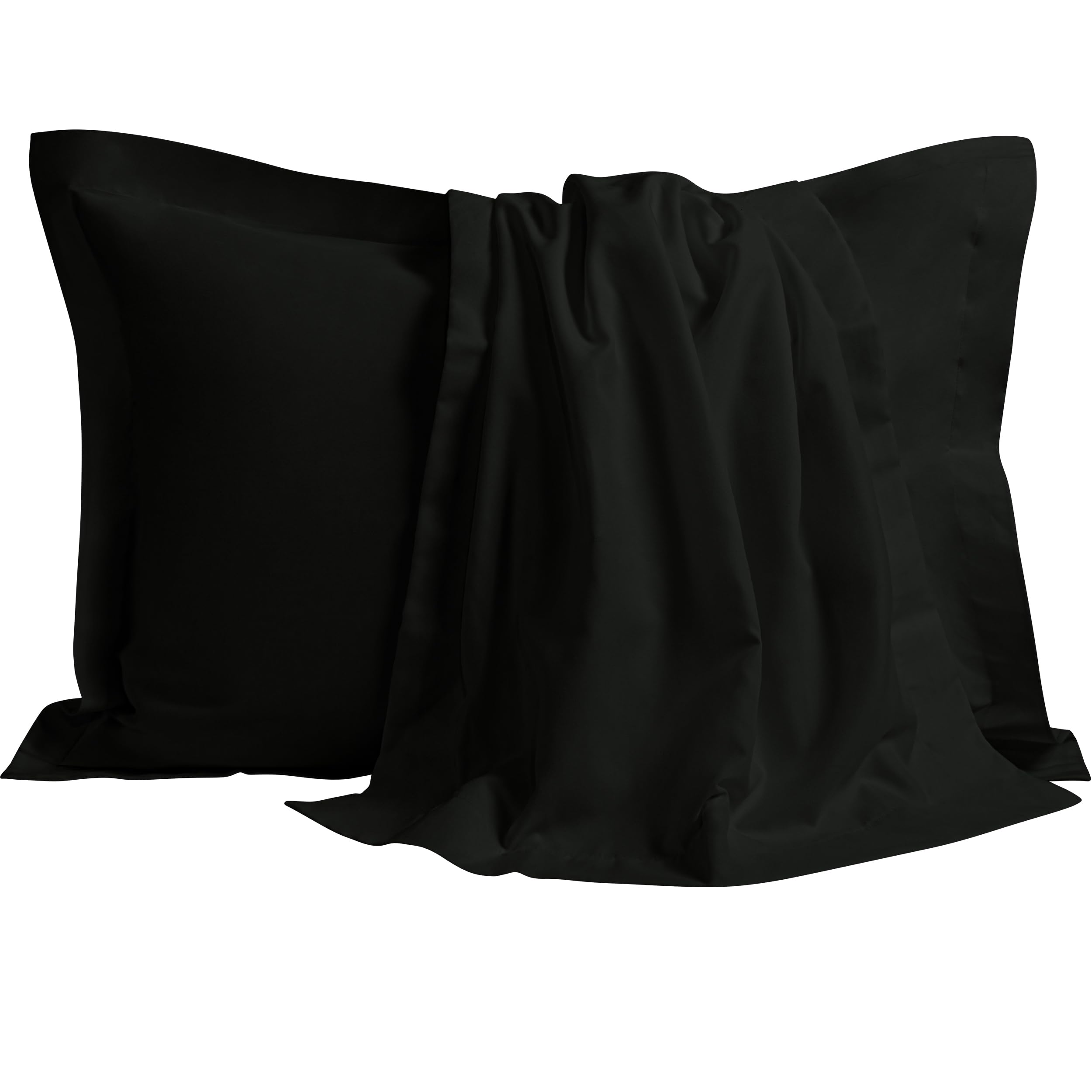 organictune Microfiber Pillow Shams Set of 2, King Soft and Cozy Bed Pillow Sham Covers, 20x36 Inches, Black