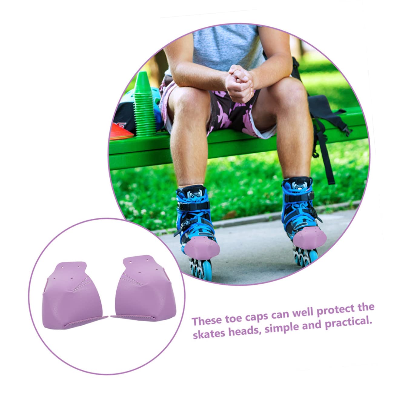 Supvox 6 Paare Skate-Stiefel Zehenschützer Aus Kunstleder Skate-zehenkappen Aus Leder Skate-Protektoren Outdoor-zubehör Rollenkappenschutz Überschuhe Kind Doppelreihe Violett Schuhschutz