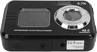 Câmera Digital, Câmera Vlog 16x Zoom Digital Tela Dupla 2.7k Saída de Vídeo 48mp Eua Plug 110-240v Com Luz de Preenchimento para Viagens (Preto)