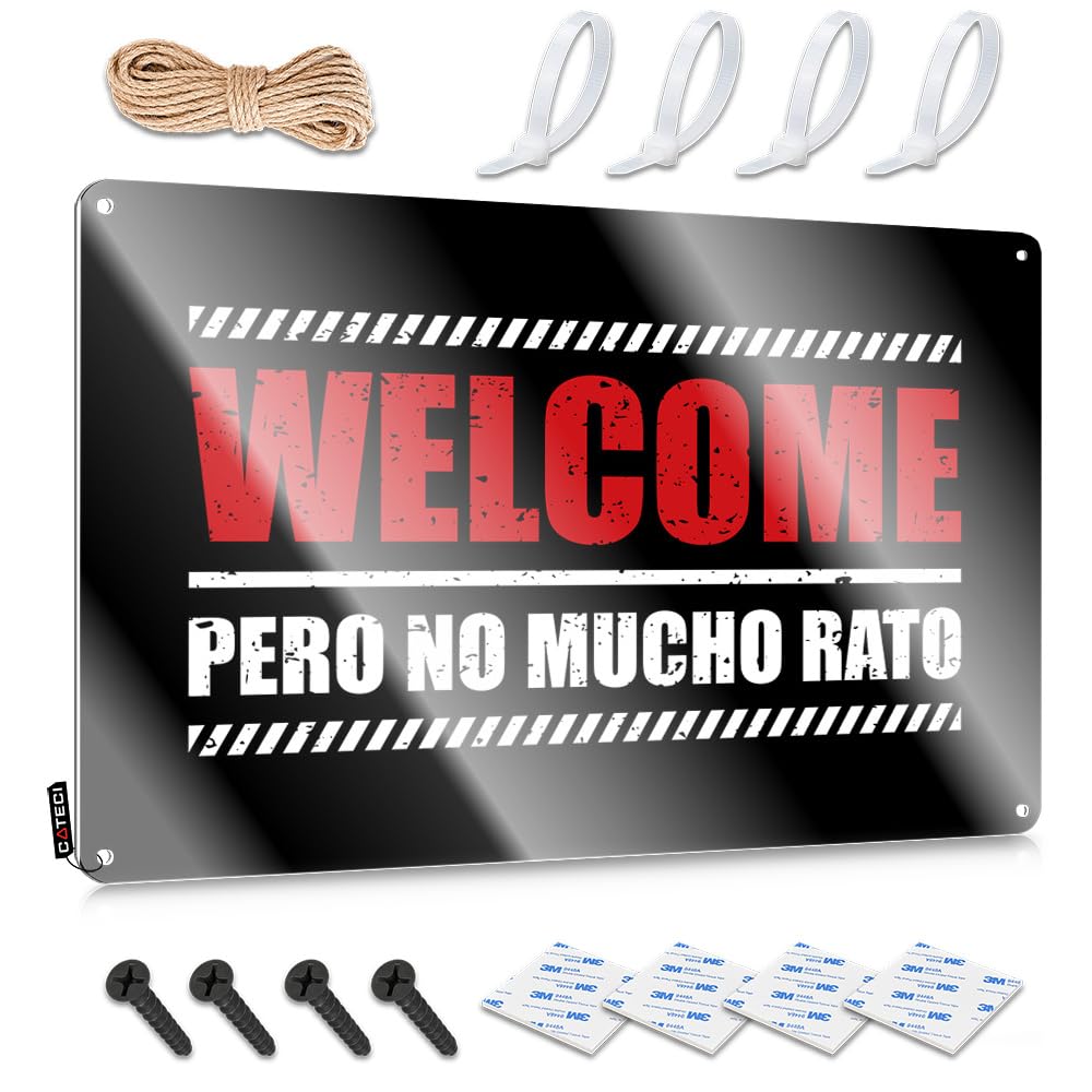 MGHTLCCME Bar Signs For Home Bar Decor Welcome Pero No Mucho Rato Tin Sign Pool Zone Tin Sign Beer Decorations For Man Cave(20X30CM)
