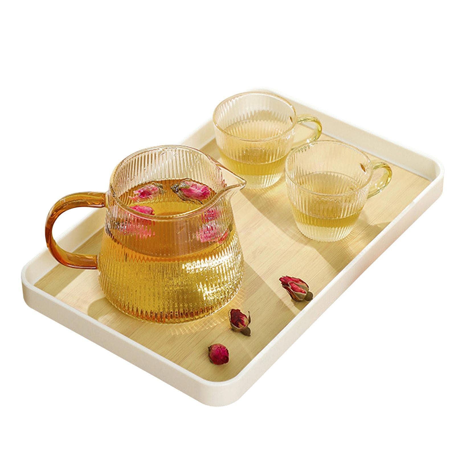 Large Breakfast Serving Tray, Rectangular Food Trays, Simple Decorative Table Serving Platters For Tea Coffee Drinks Beverages Food And