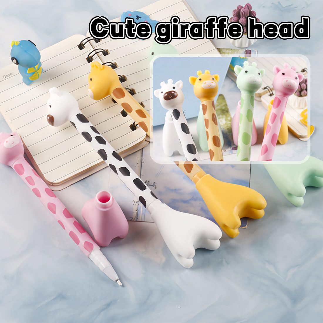 4 penne gel a forma di animale, 0,35 mm, cancellabili a forma di animale, con inchiostro blu, per studenti, cancelleria, regalo per ufficio, regalo per tornare a scuola (blu, 4 pezzi