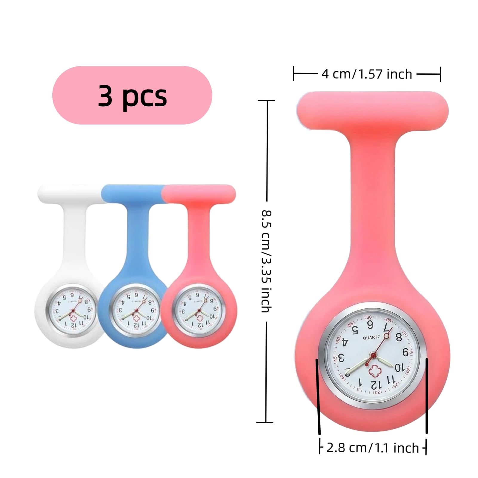 Montre à Gousset d’Infirmière en Silicone avec Broche pour Contrôle des Infections