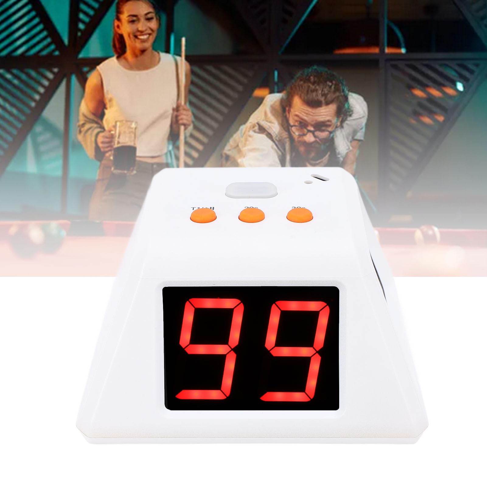 Cocoarm Minuterie Numérique 4 Faces, Compte à Rebours ABS avec écran LED de 1,4 Pouces, 3 Temps Prédéfinis, Réglage de 0 à 99 Secondes, 5 Niveaux de luminosité pour Les échecs et Les Jeux de Table