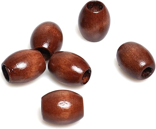 Miniatura 6 de Cuentas de madera ovaladas de 0.669 x 0.551 in con agujero de 0.197 in de color marrón oscuro cuentas sueltas de madera para manualidades, 40