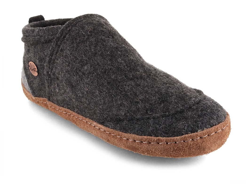 WoolFit Taiga Hausschuhe mit Ledersohle - moderne Hüttenschuhe unisex, Gr. 36-50