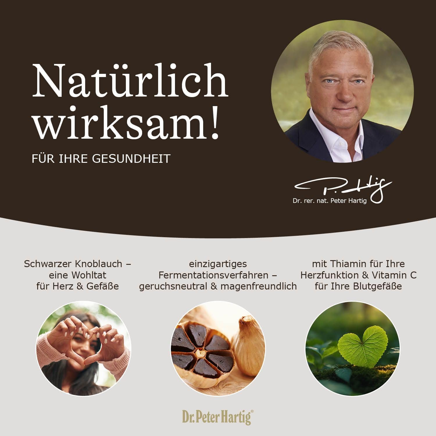 Dr. Peter Hartig Schwarzer Knoblauch 120 Kapseln 3-Monats-Vorrat Thiamin Folsäure Vitamin C Geruchsfrei Fermentiert Vegan