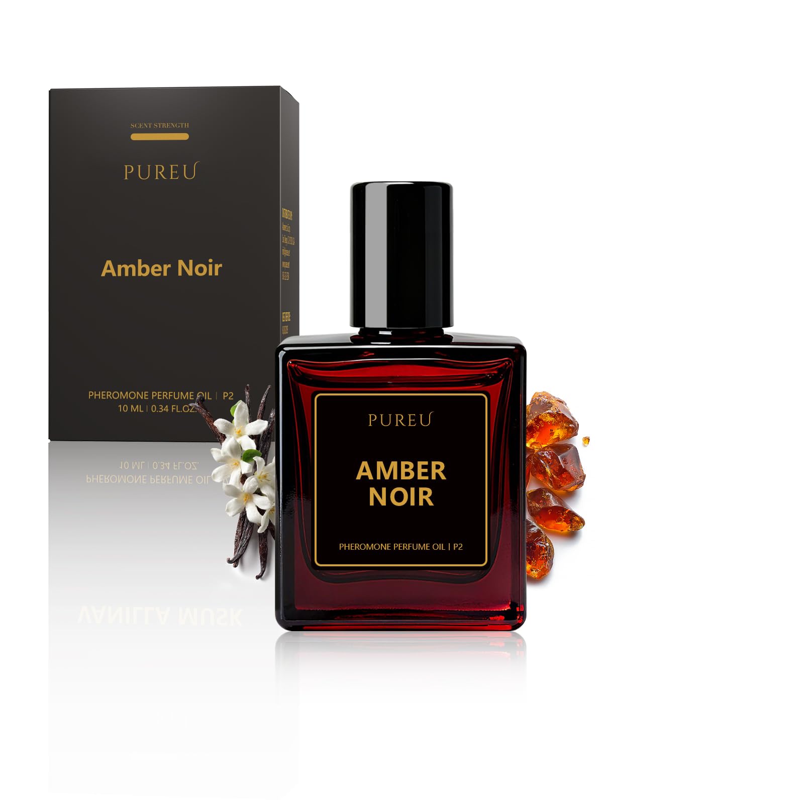 PUREU Pheromone Perfume for Woman, Long Lasting Pheromones Perfumes Oil Amber Noir Vanilla Perfume Roll On 0.34FL OZ/10ML Travel Size Essential Oil Fragrance Eau De Parfum,Made in USA