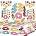Donut Theme Party Supplies Pack (Serves-16) Dinner Plates, Luncheon Napkins, Cups, and Tablecloth - Supply Tableware Set Kit Includes Birthday Candles