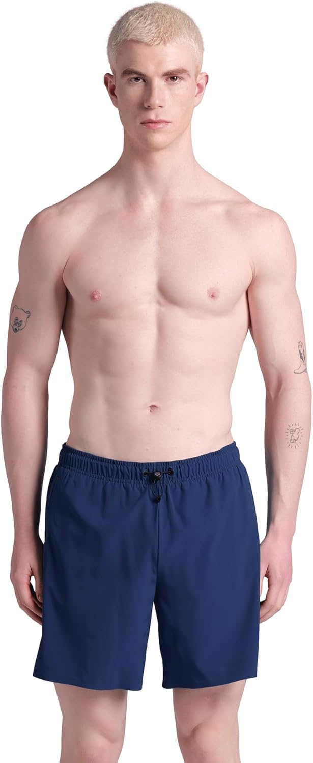 ARENA Men's Evo Solid Beach Boxer Swim Trunks with Pockets Anti-Chafe Mesh Brief
