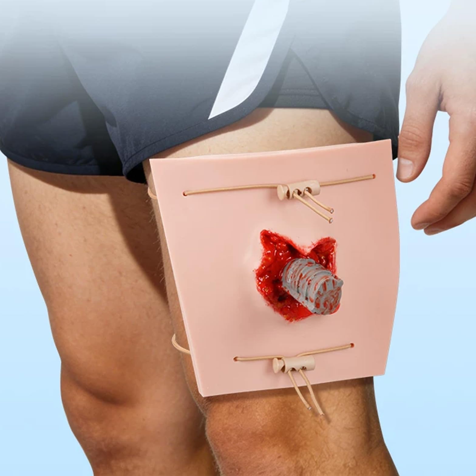 Simulator Wound Care Model, Wearable Foreign Body Puncture Training Model, Embedded Wound Model, Limb Penetration Injury Simulation, Realistic Trauma Model, for Immobilization and Bandage Training