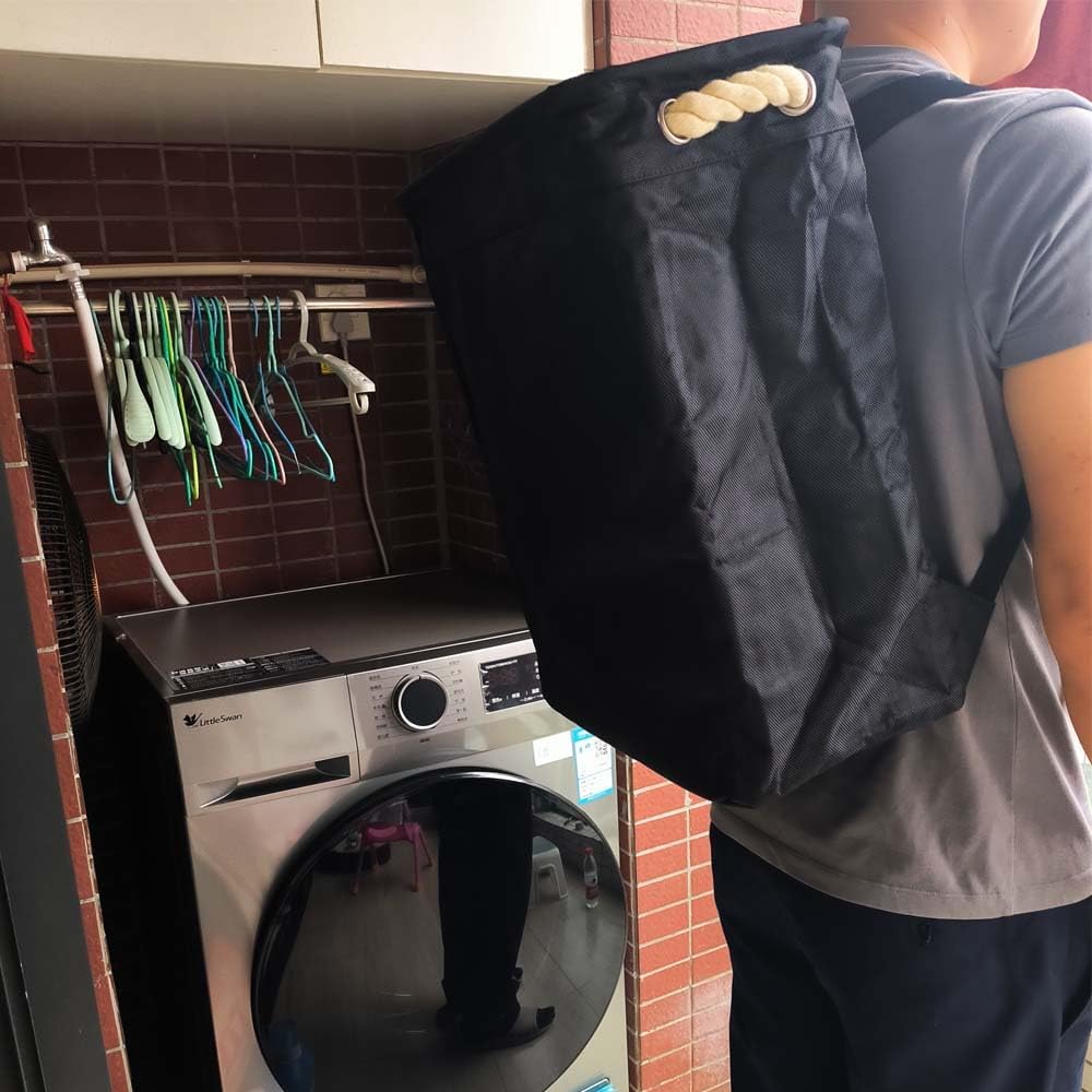 Laundry Basket Backpack w Shoulder Straps & Handles,Foldable Laundry Hamper backpack,Built-in Detachable Brackets for Organizing Storage of Clothes and Toys