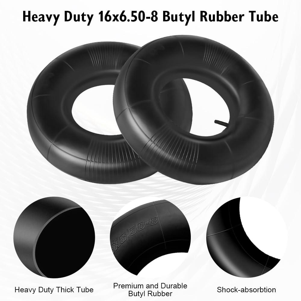 mizikuu 16x6.50-8 Camera d'Aria, 2 Ruota di Ricambio Camera d'Aria Ruota Carriola Pneumatici Da Trattore Inner Tube Valvola Per vari tosaerba carriole rimorchi da giardino go-kart golf cart