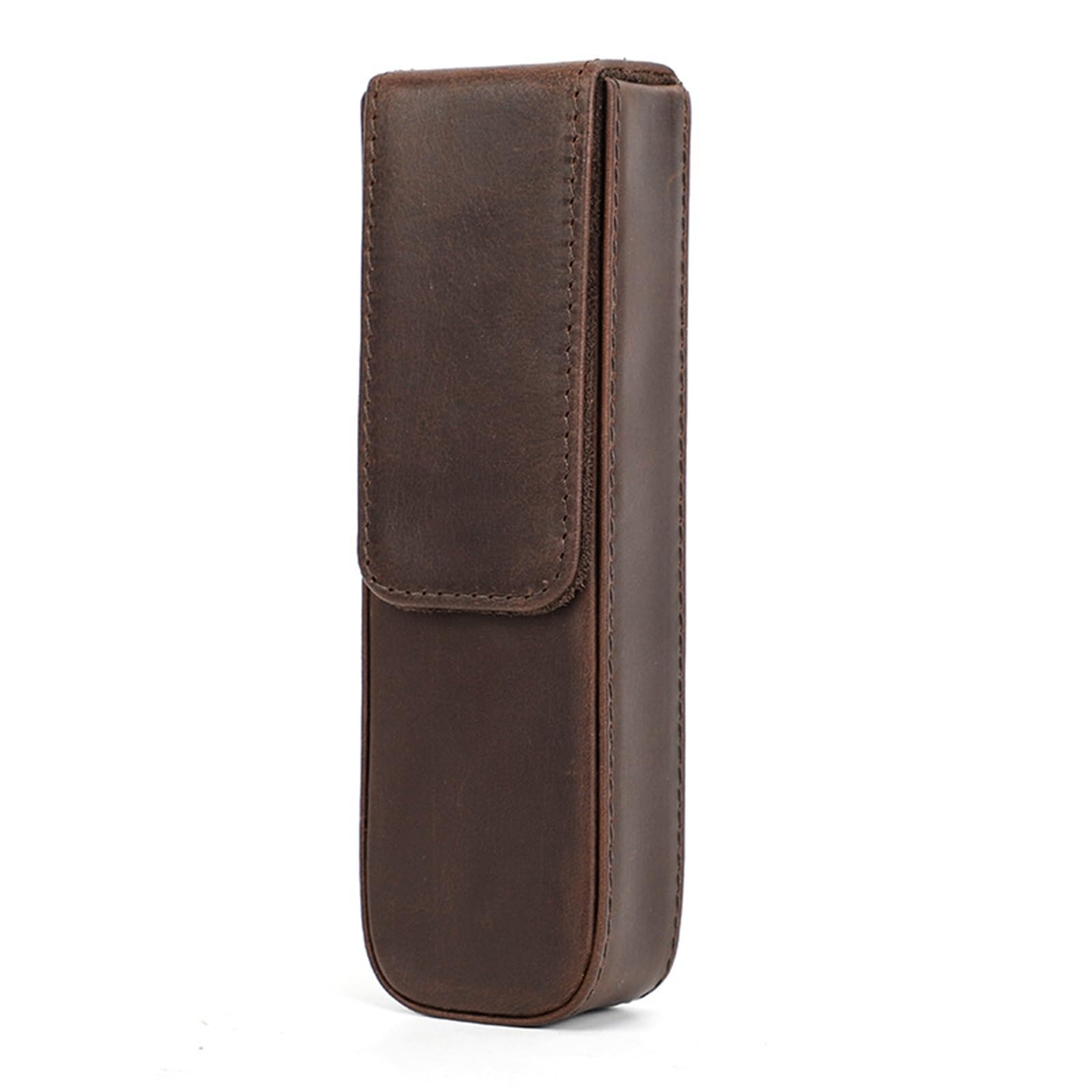 Estuche de Cuero para lápices Estuche para lápices de Cuero Hecho a Mano Cajón extraíble Organizador de bolígrafos de Oficina para el Trabajo, la Oficina (Café 16,8 x 5 x 3 cm)