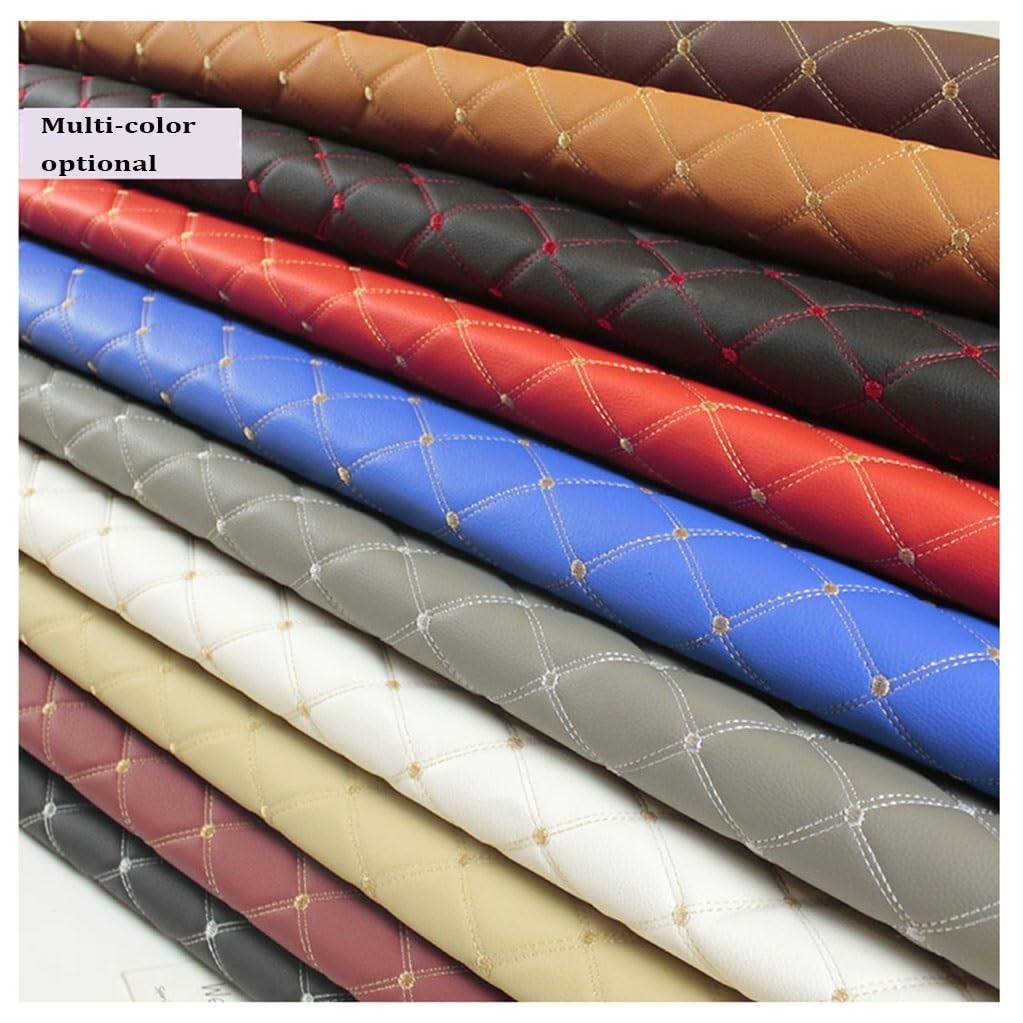PU in Ecopelle Tessuto Trapuntato in Pelle a Punto Diamante Imbottito con Spugna, Ristrutturazione Soffitto Modifica Tappezzeria Auto(Beige,1.6x6m)