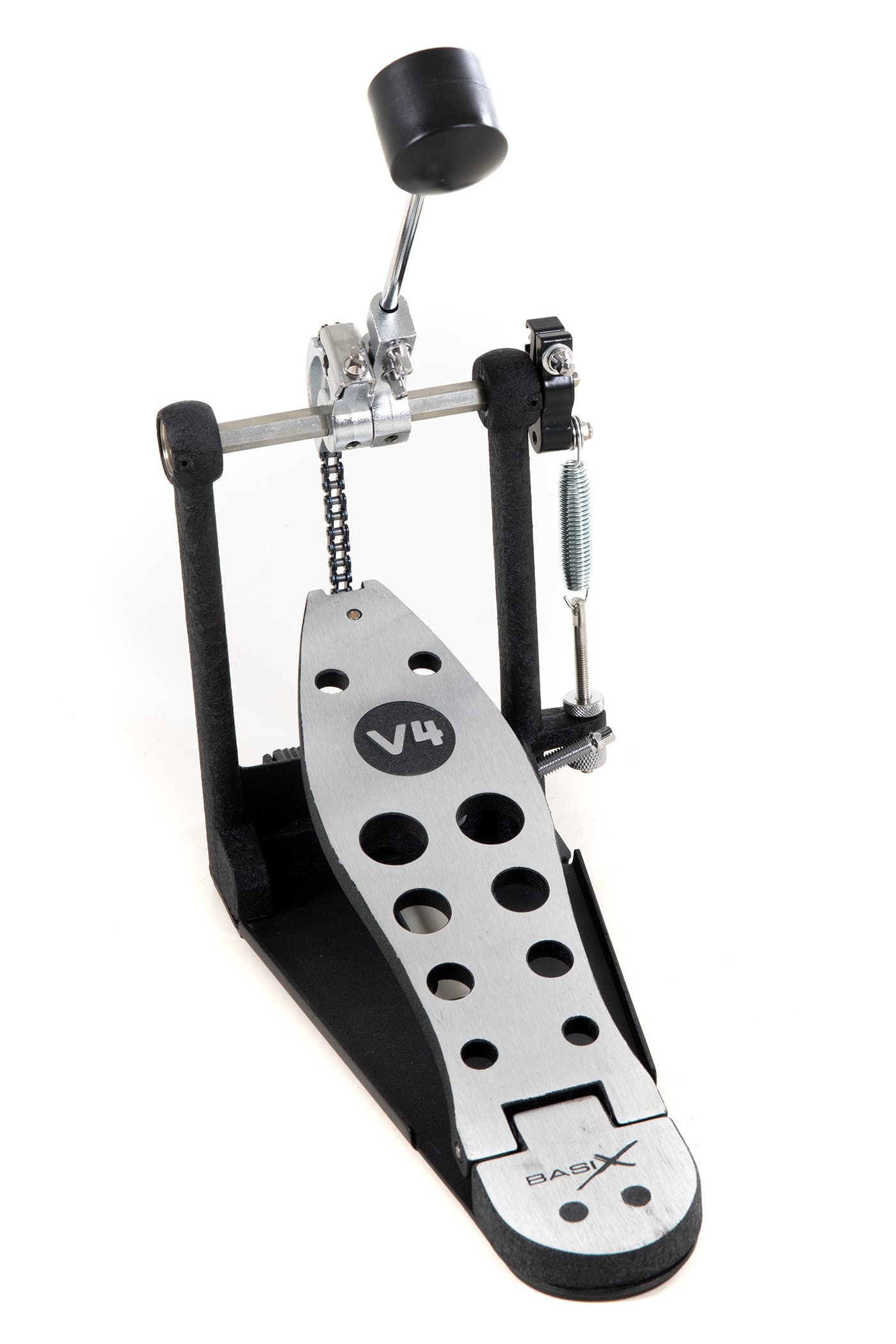 Pédale grosse caisse PD-800-V4 double montant lourd, noir, revêtement résine époxydique, plaque stabilisatrice