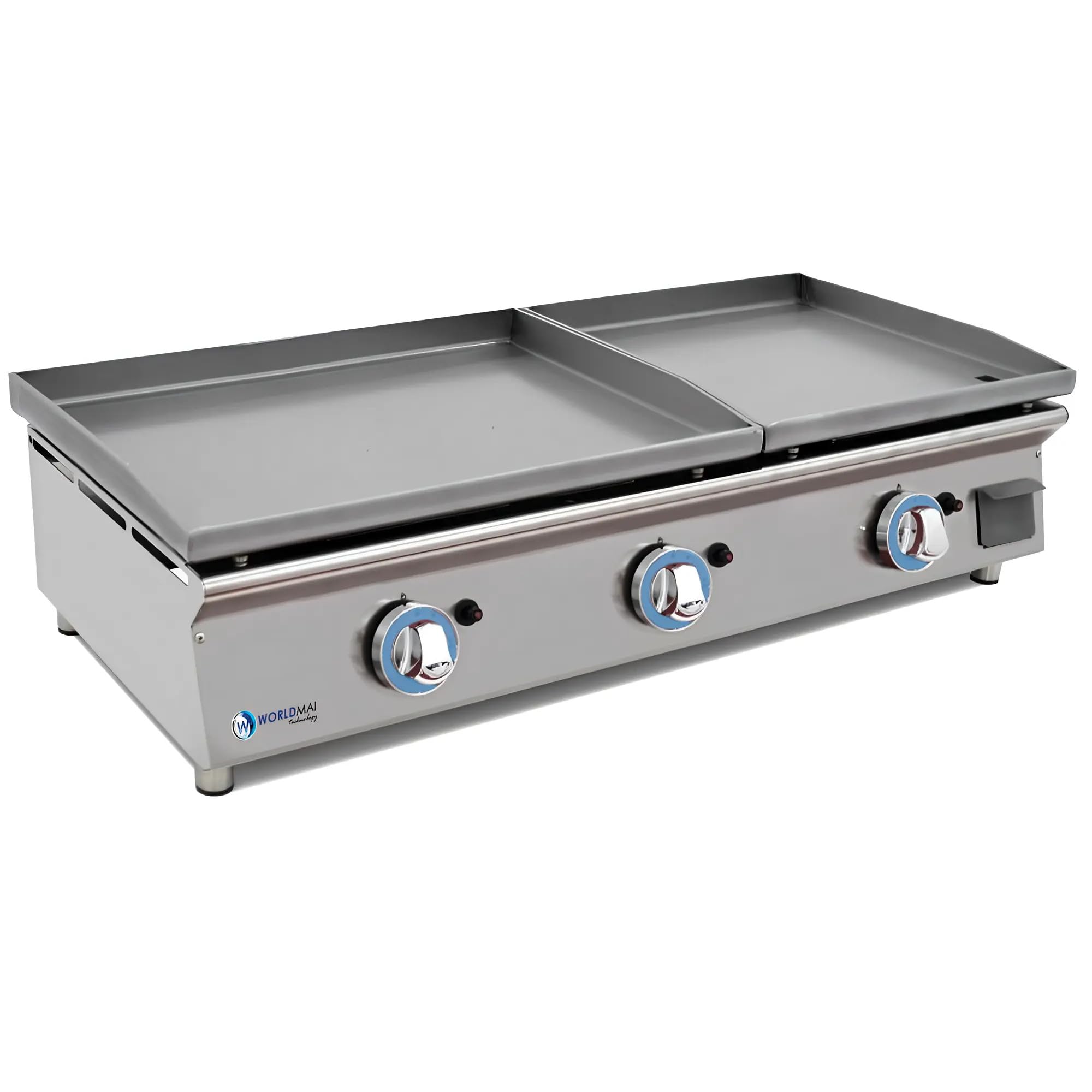 MBH - Plancha LUX WORLDMAI a Gas Profesional de 60+40 cm en Acero Laminado con Peto para Hostelería. Plancha con estructura de INOX para Cocina Industrial de Bar y Restaurante