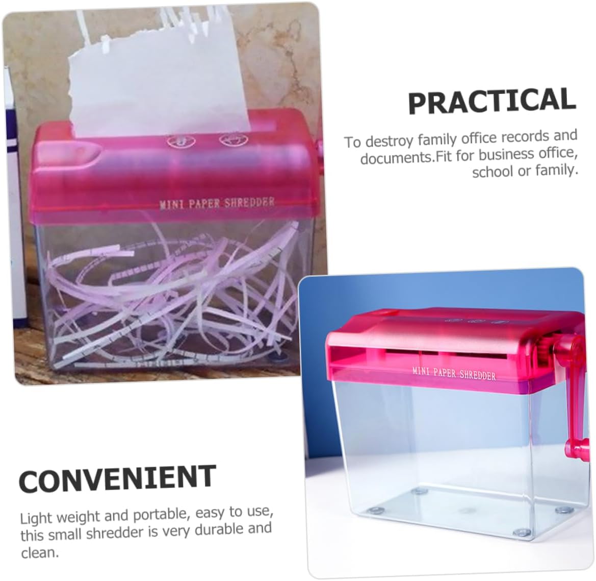 Small Manual Paper Shredder Hand Crank Portable Office Accessory for Home and School Convenient Hand Operated Document Crusher with Compact Design for Secure File Protection