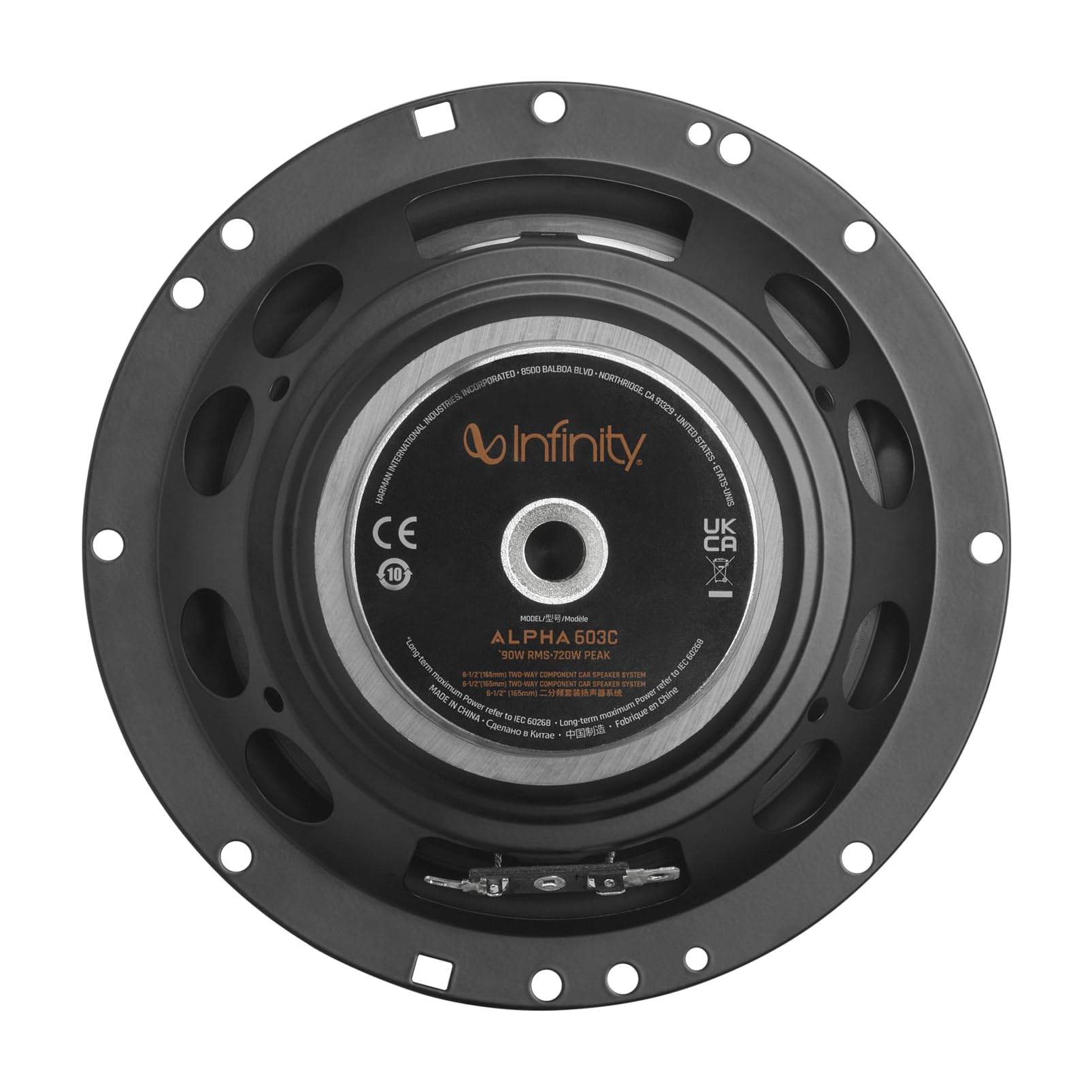 Infinity Alpha 603C Sistema Componenti 2 Vie 165mm 90W RMS con Griglie Woofer Plus One Tweeter Seta Edge-driven per Alti Morbidi e Risposta Estesa Ideale per Impianti Hi-Fi Automotive di Qualità