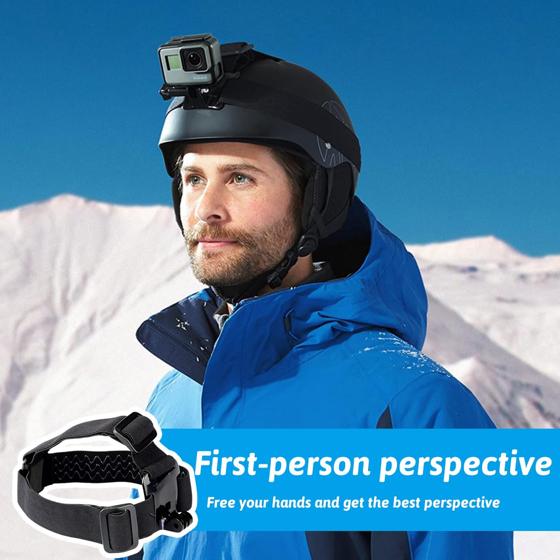 Supporto per Archetto, Kit di Accessori per Action Cam Fotocamere Sportive, con Elastico per la Testa, per Cinturino per Action Sport Accessorio, per fotocamera/videocamera GoPr0