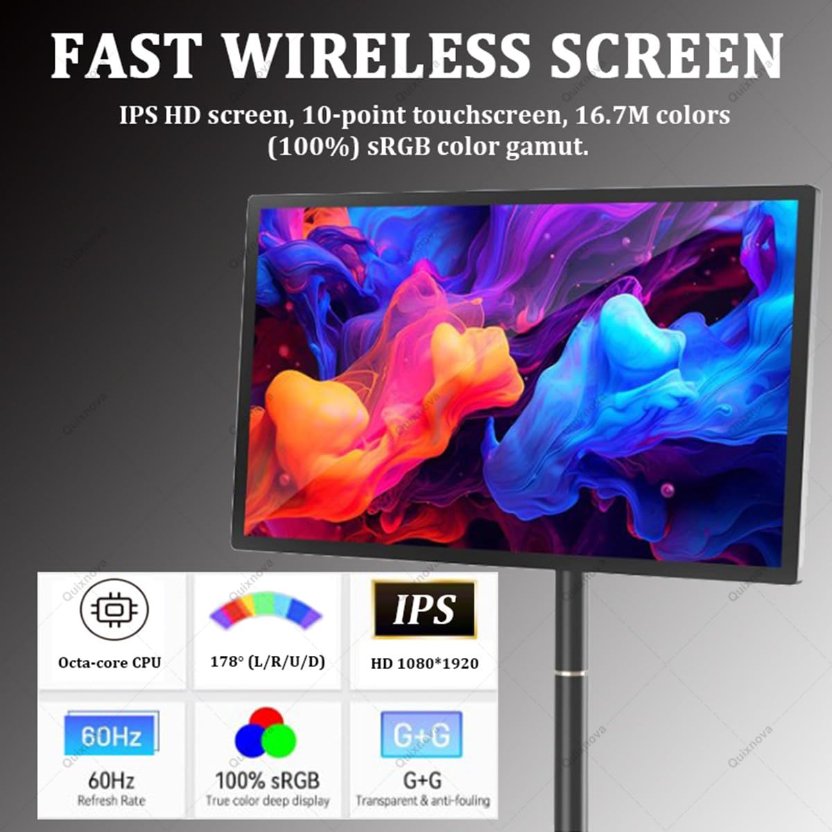 Monitor de TV portátil de 21,5 Pulgadas con Pantalla táctil, Smart TV con Ruedas, Compatible con Google Store, rotación Completa, proyección compartida, Control Remoto 4GB+64GB