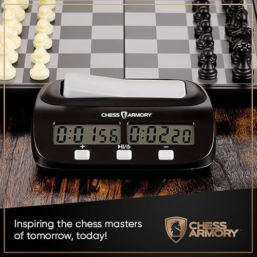 Miniatura 5 de Chess Armory Juego de ajedrez de madera de 15 pulgadas y reloj de ajedrez para niños y adultos