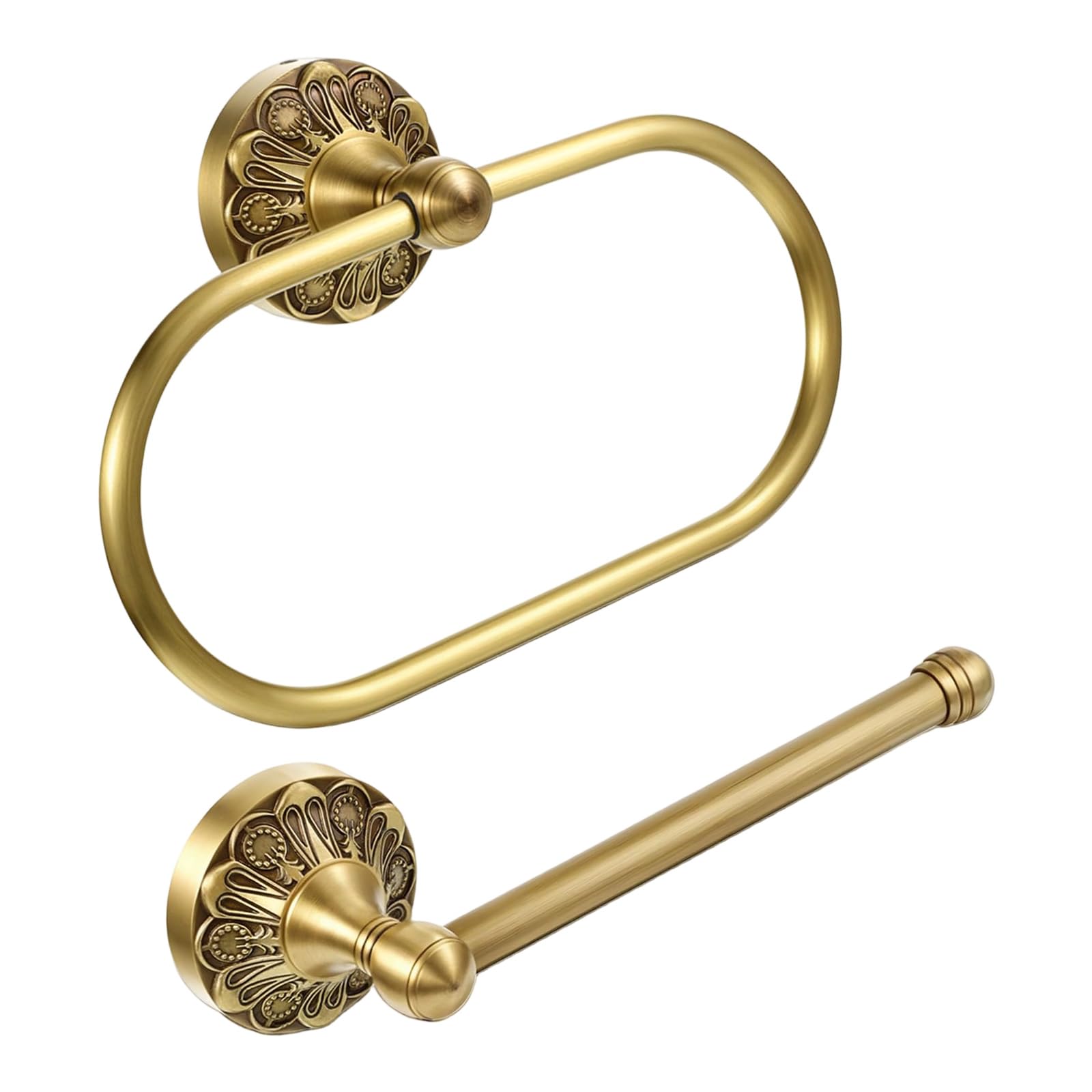 Brass Towel Holder and Stand with 180 Degree Rotating Rings for Bathroom Decoration Old Bronze Towel Rack