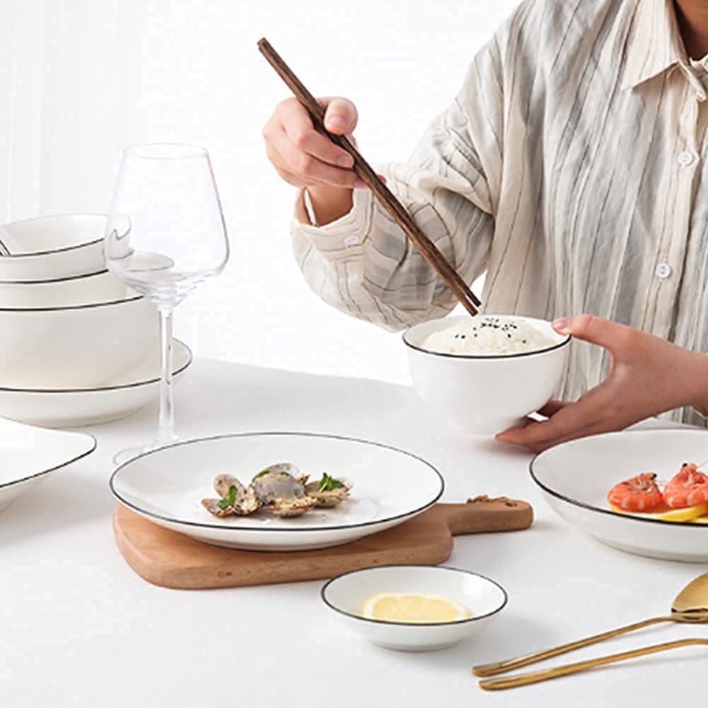 20-elementowy zestaw obiadowy z porcelany kostnej, zestaw porcelanowej zastawy stołowej, lekki zestaw talerzy i misek dla 2 osób, zestaw obiadowy, idealny na przyjęcia w